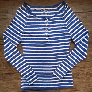 Old Navy White & Navy Blue Stripe with Buttons, Size Medium